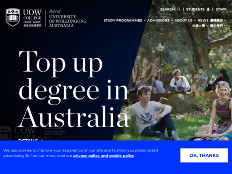 Website Screenshot of UOW College Hong Kong