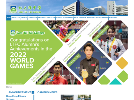 Website Screenshot of Lam Tai Fai College